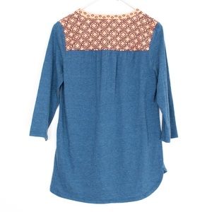 Pixley Tops - Pixley Orange Blue V Neck 3/4 Sleeve Tee Small AB Pixley Tops - Pixley Orange Blue V Neck 3/4 Sleeve Tee Small AB